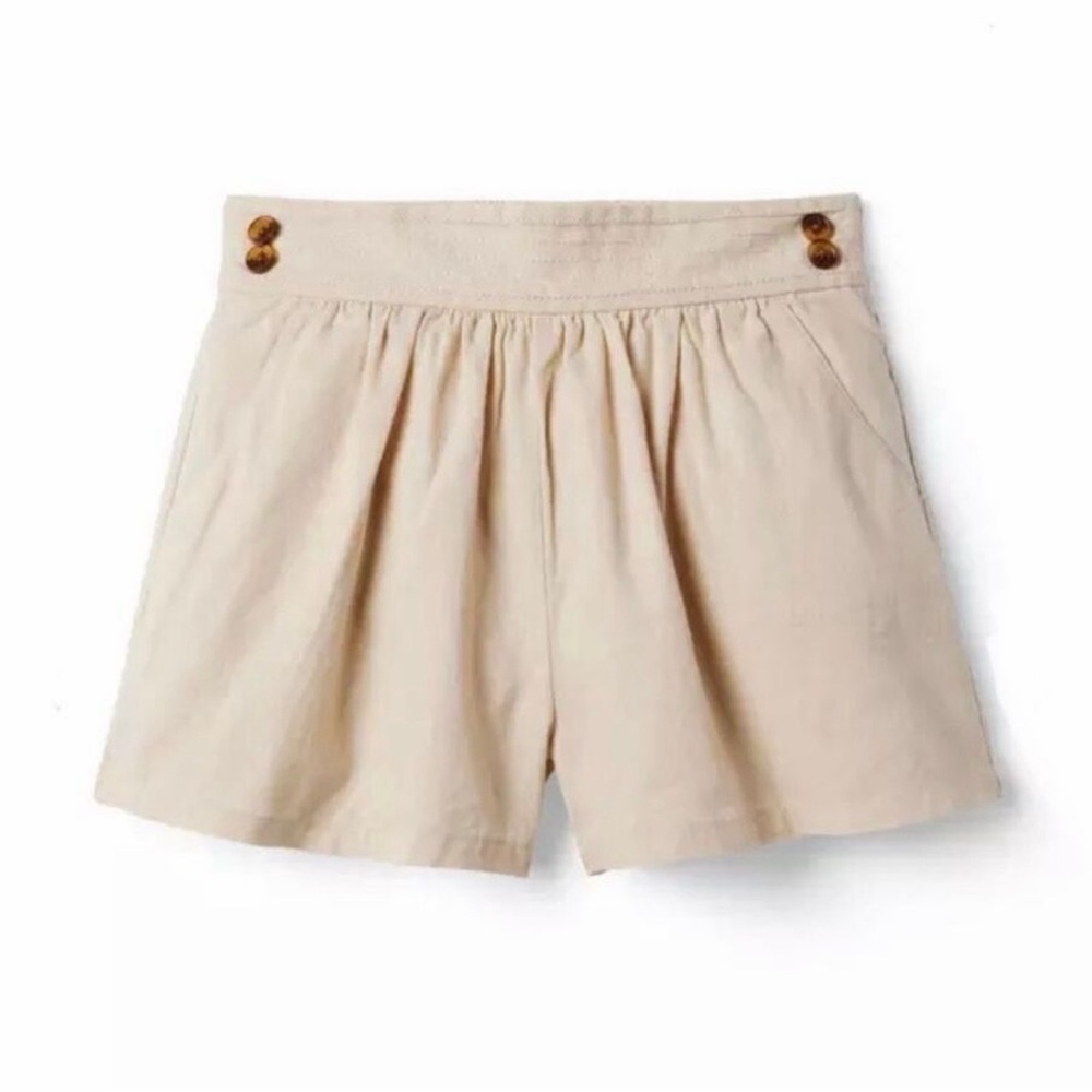Janie and Jack Linen-Cotton Button Short in Beige Size 12/18 Months